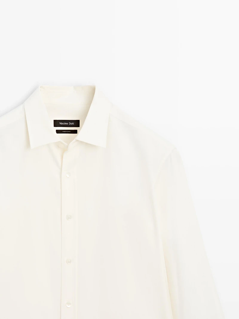 Regular fit cotton blend shirt