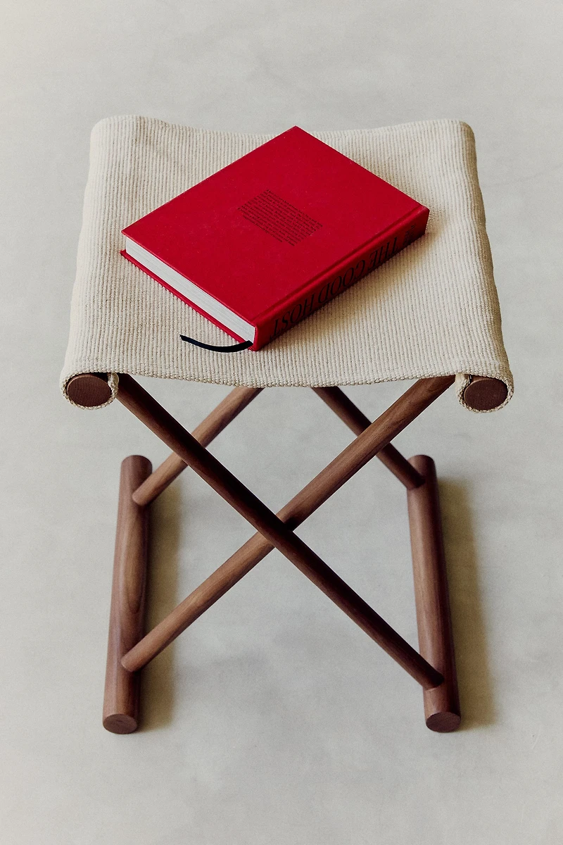 FOLDING ASH WOOD AND COTTON STOOL