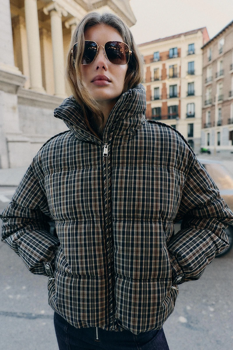 PLAID PUFFER ANORAK