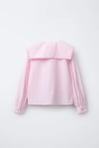 PICOT TRIM PETER PAN COLLAR SHIRT