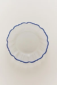 GLASS DESSERT PLATE WITH CONTRASTING RIM