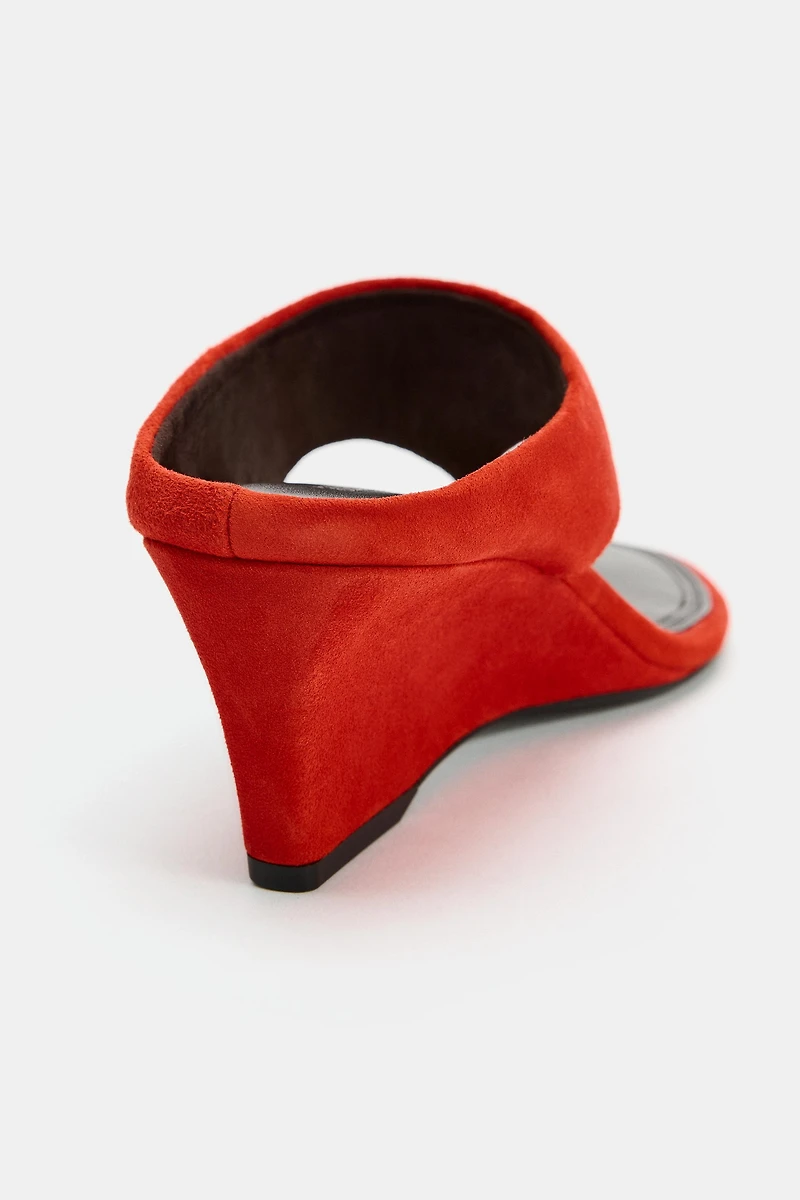 LEATHER WEDGE SANDALS