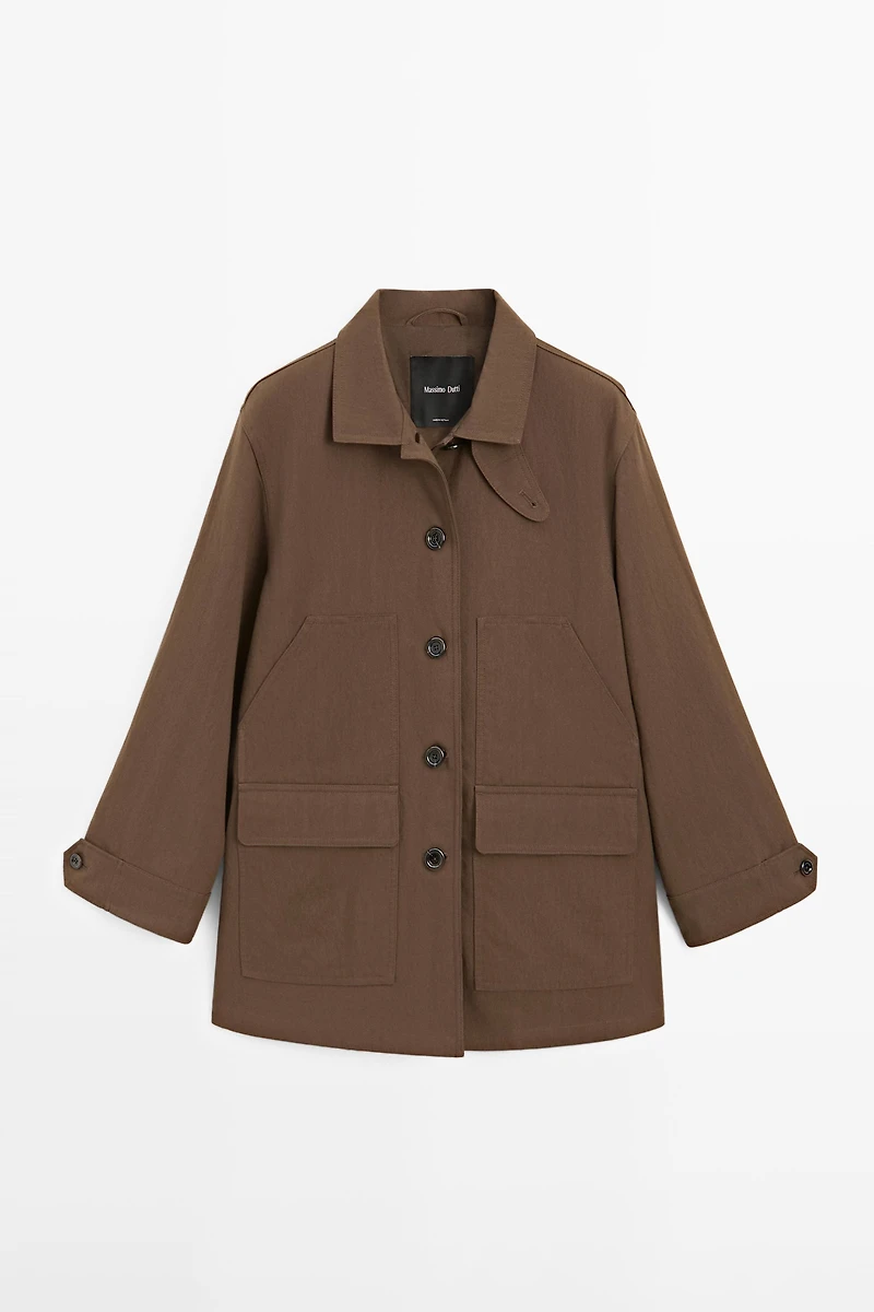 Cotton blend jacket with pockets