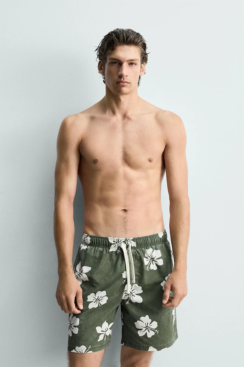 LONG HIBISCUS PRINT SWIMSUIT