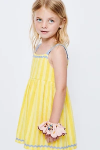 CONTRAST WAVE TRIM PRINT DRESS