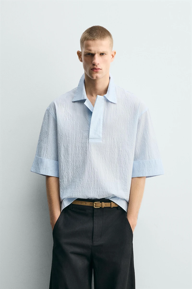 CHEMISE POLO COUPE BOXY TEXTURÉE