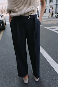 PINSTRIPE BELTED PANTS