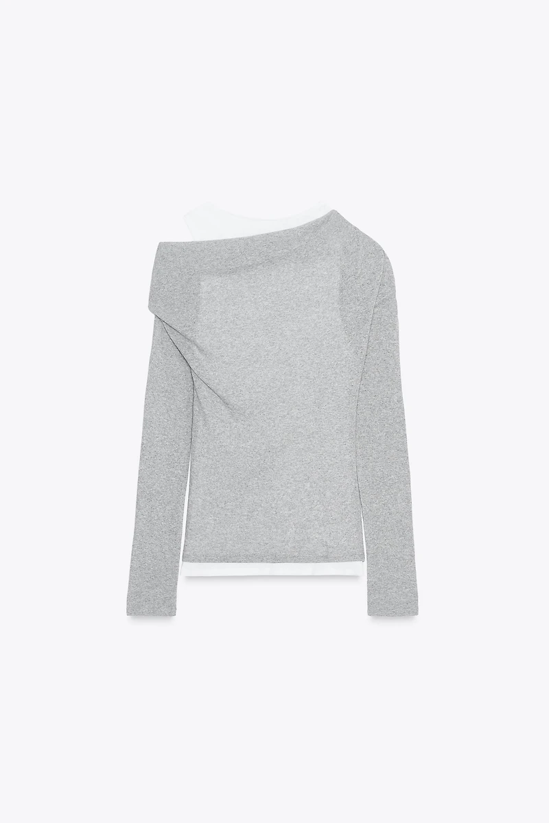ASYMMETRIC LAYERED EFFECT T-SHIRT