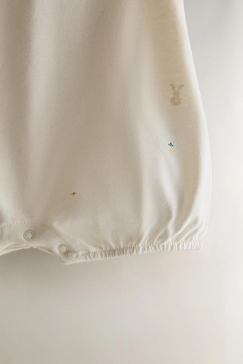 KIDS RABBIT & FLOWER FOOTED ROMPER