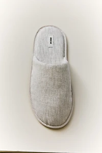 LINEN MULE SLIPPERS