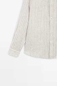 100% linen regular fit striped shirt