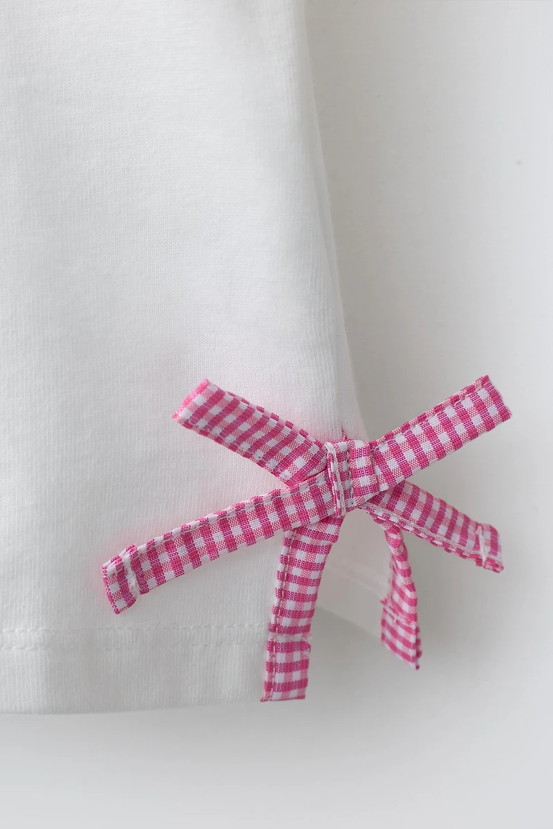 GINGHAM BOWS T-SHIRT