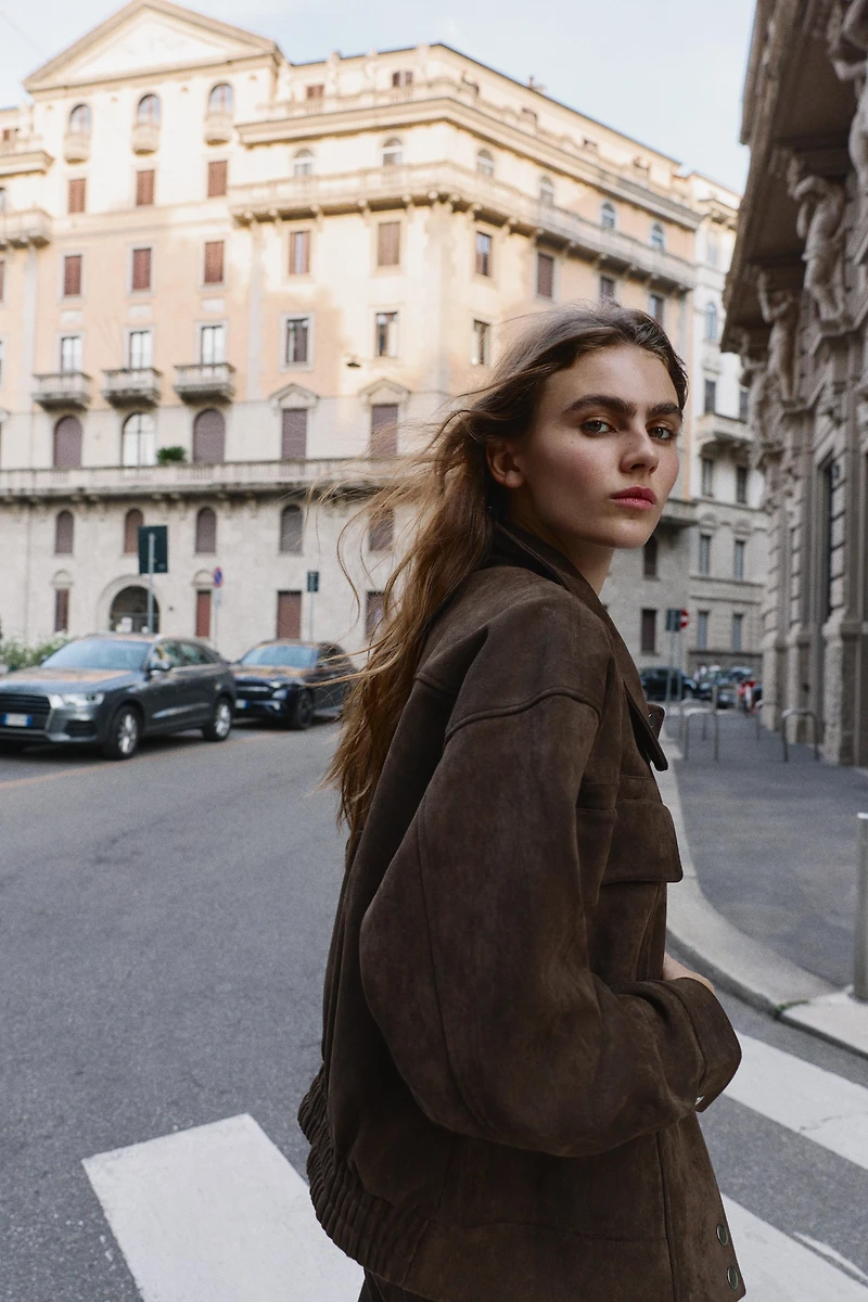 BLOUSON BOMBER OVERSIZE EFFET DAIM