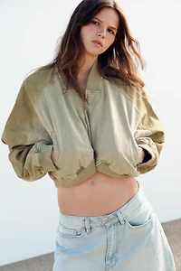 WASHED EFFECT BOMBER JACKET