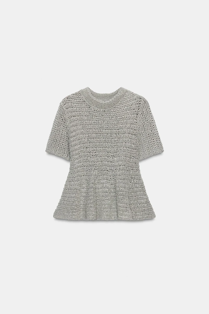 PEPLUM OPEN KNIT TOP