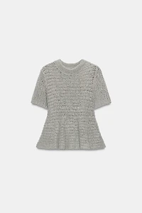 PEPLUM OPEN KNIT TOP