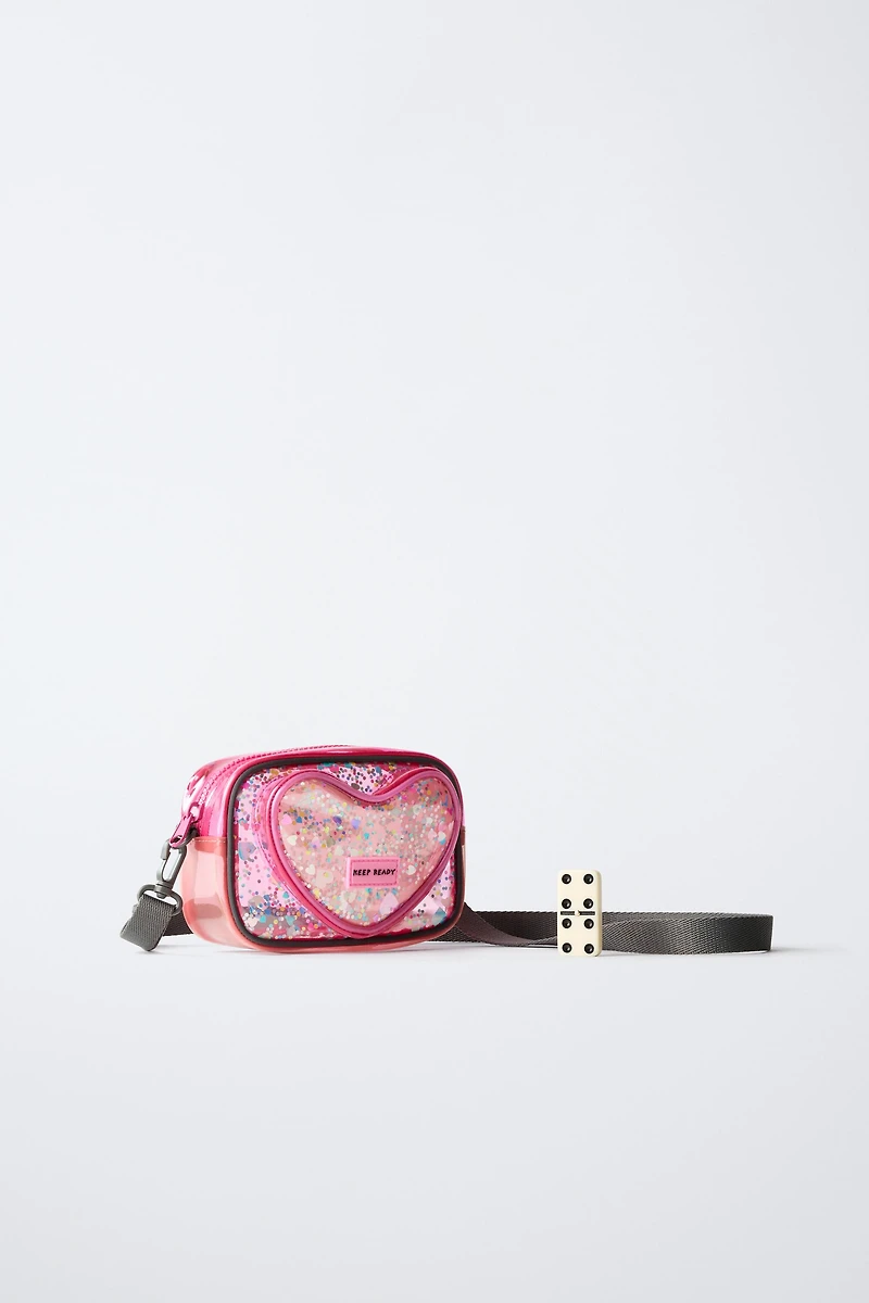 HEART VINYL CROSSBODY BAG