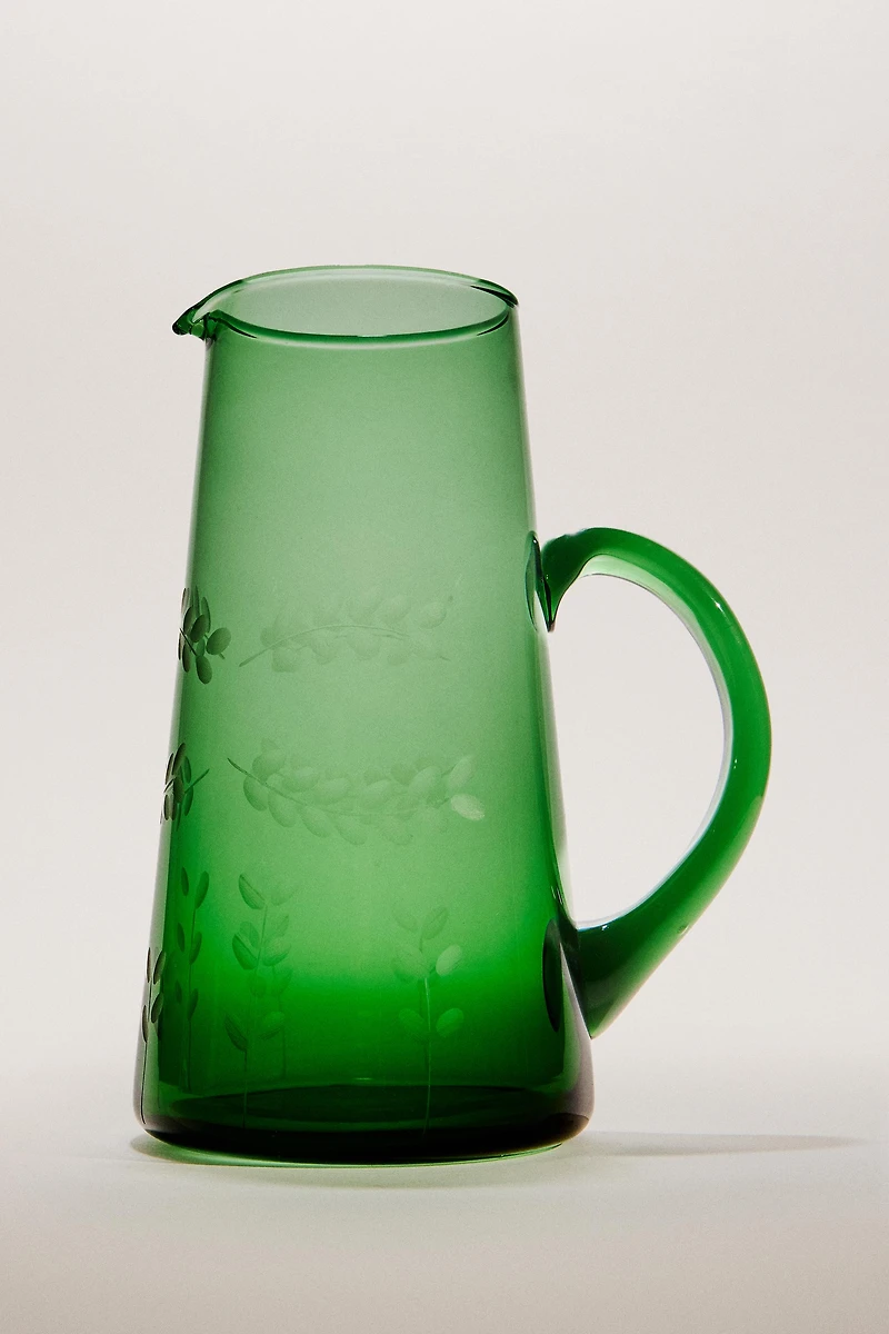 CHRISTMAS LEAF GLASS PITCHER