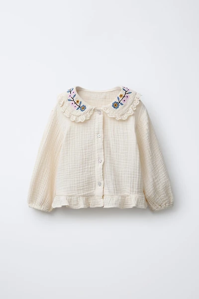 EMBROIDERED FLORAL TEXTURED SHIRT