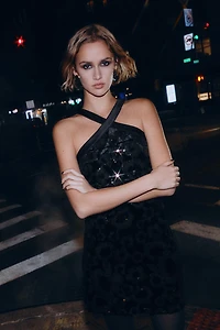 COMBINATION SEQUIN MINI DRESS