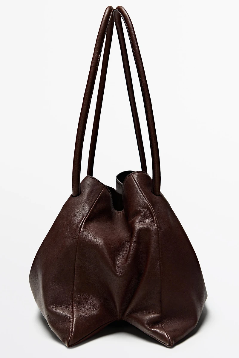 Nappa leather ruffled bag