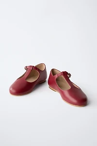 T-STRAP LEATHER BALLET FLATS
