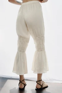 COMBINATION LACE FLORAL EMBROIDERED PANTS