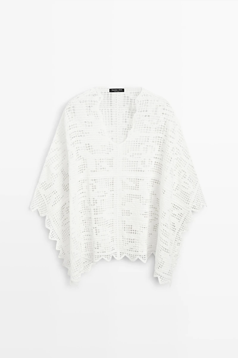 Crochet knit cape