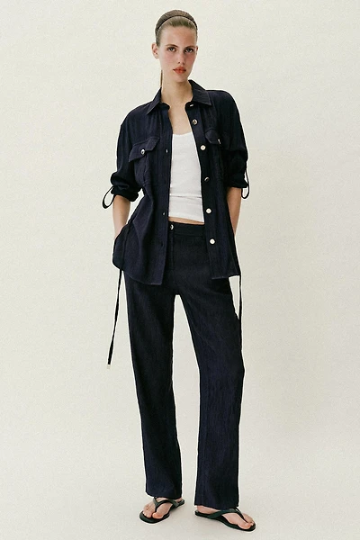 PANTALON DROIT EFFET FROISSÉ