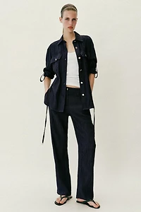 PANTALON DROIT EFFET FROISSÉ