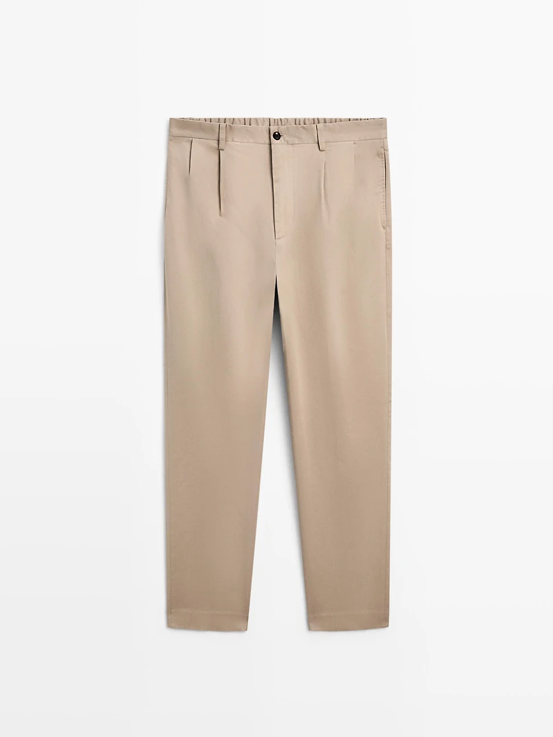 Pantalon à pinces en coton mélangé