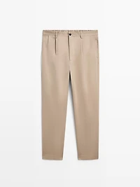 Pantalon à pinces en coton mélangé