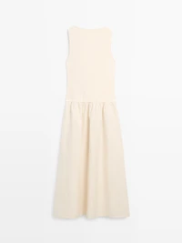 Cotton blend dress with contrast poplin