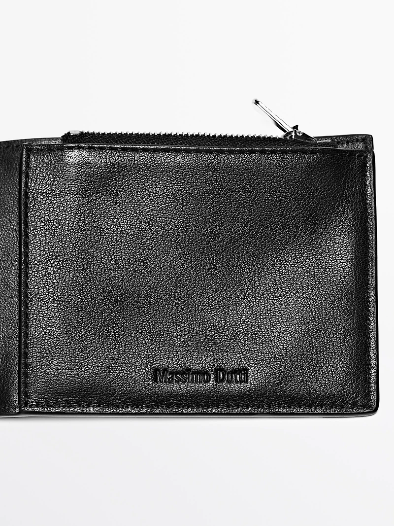 Portefeuille format paysage en cuir nappa avec compartiment pièces