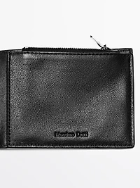 Portefeuille format paysage en cuir nappa avec compartiment pièces