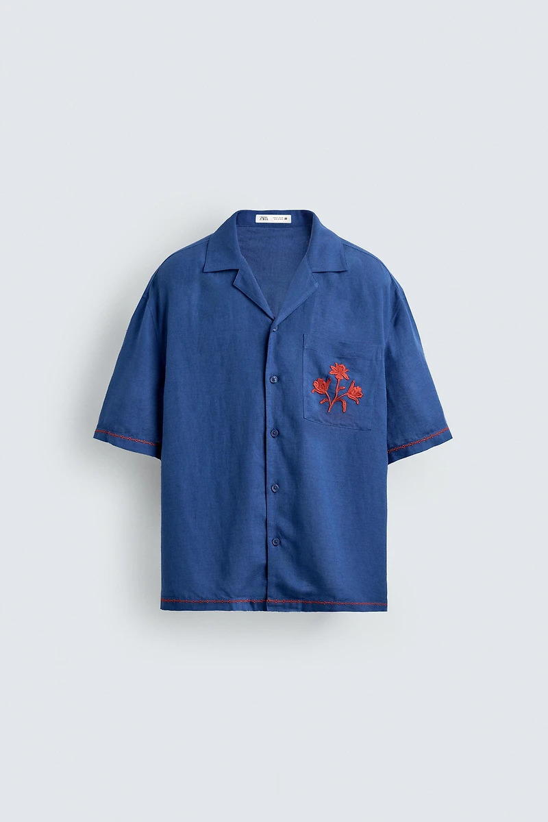 CONTRAST EMBROIDERED VISCOSE