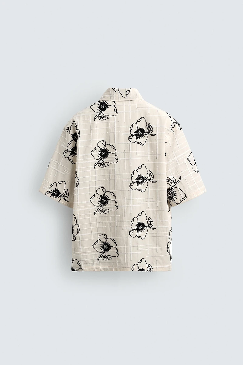 FLORAL EMBROIDERED JACQUARD SHIRT