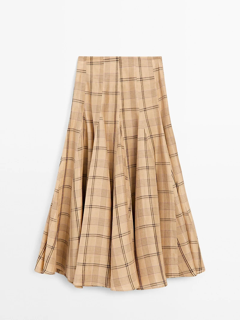 Check print godet midi skirt - STUDIO