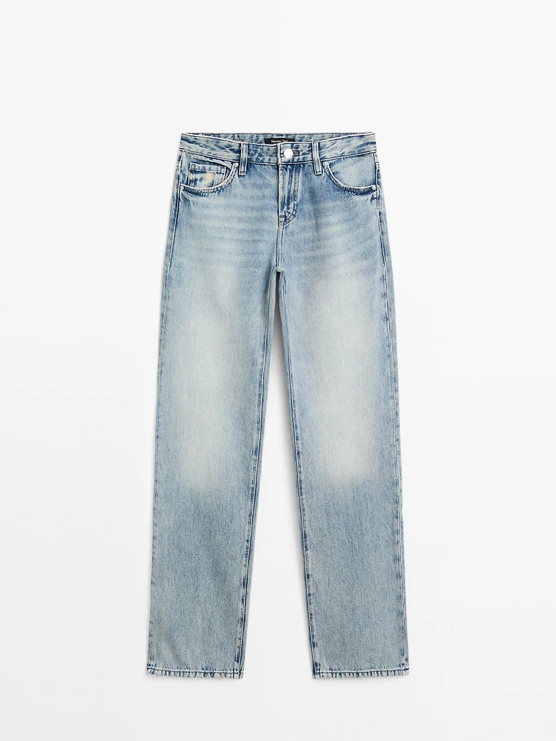 Low-rise straight-leg jeans