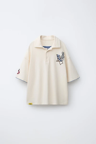 EMBROIDERED TEXTURED POLO SHIRT