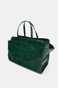 EMBOSSED LEATHER CITY BAG