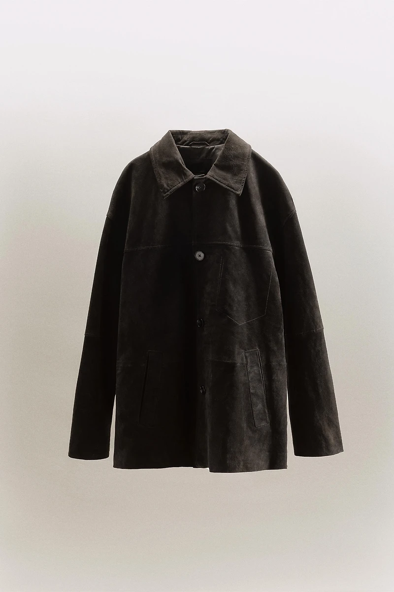 VESTE OVERSIZE 100% CUIR DE DAIM