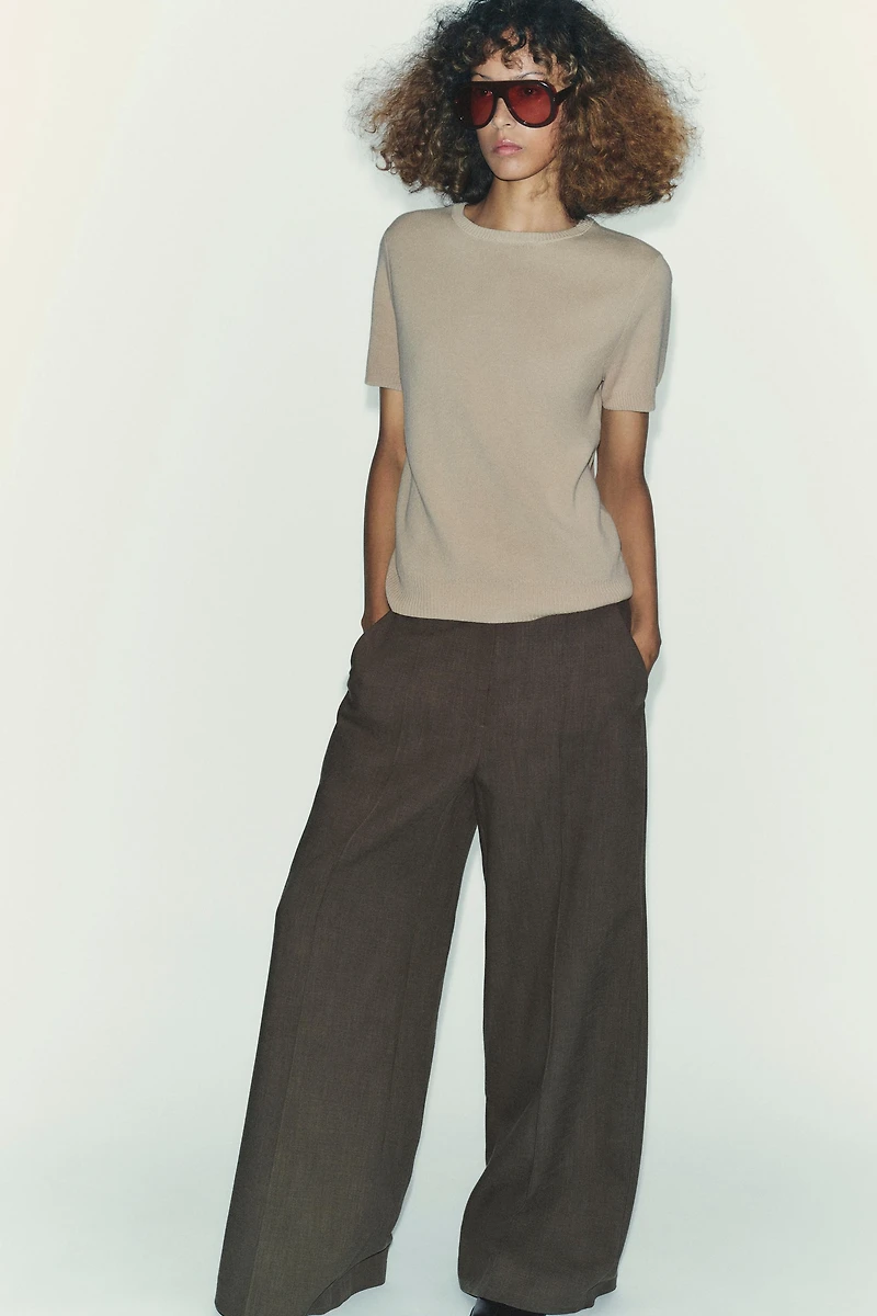 SHORT SLEEVE BASIC KNIT TOP