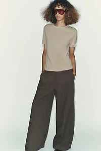 SHORT SLEEVE BASIC KNIT TOP