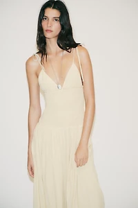 COMBINATION HONEYCOMB MIDI DRESS