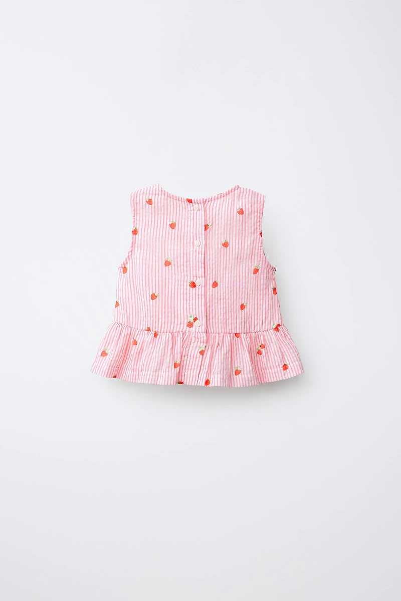 STRIPED STRAWBERRY BLOUSE