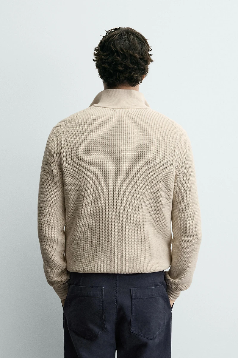 PURL KNIT QUARTER-ZIP JUMPER