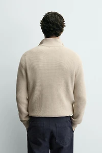 PURL KNIT QUARTER-ZIP JUMPER