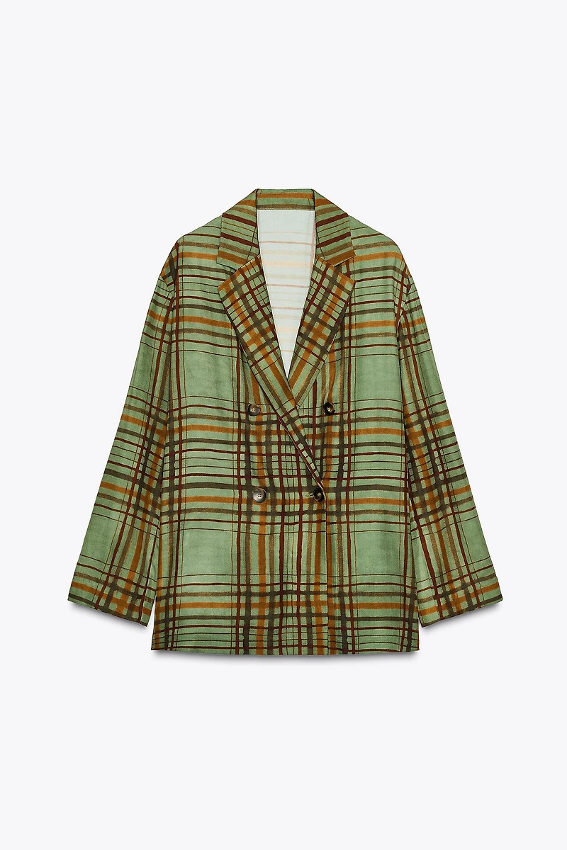 ZW COLLECTION FLOWY PLAID BLAZER