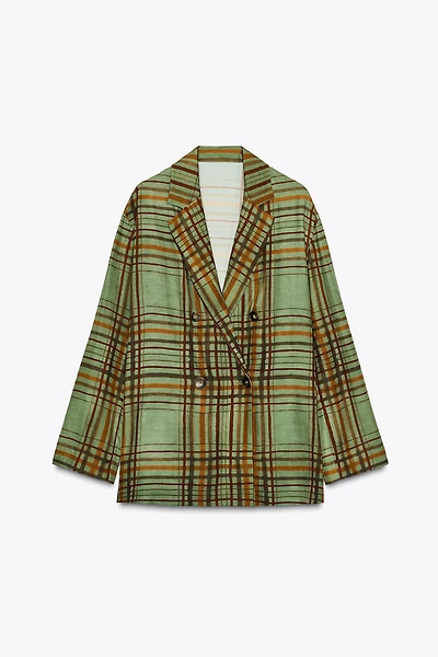 ZW COLLECTION FLOWY PLAID BLAZER